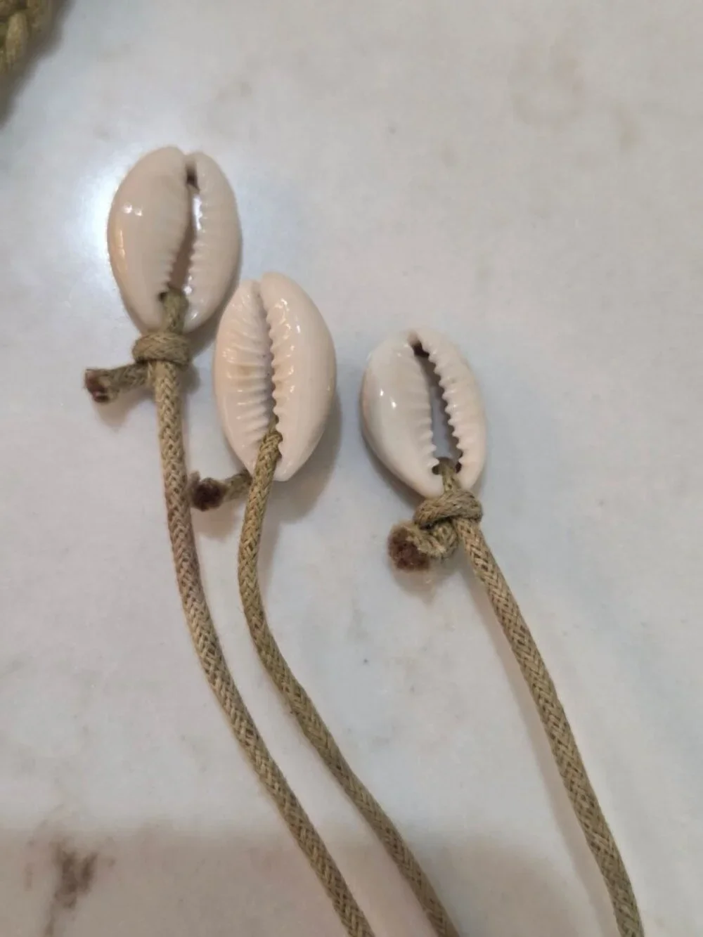 VTG Handmade Boho Macrame Cowrie Shell Belt OS‎ Tan Braided Tie Waist Artisan